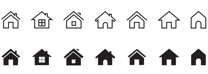 Smart home icon collection. Main page pictogram in filled, thin line, outline editable Stroke. Simple house symbol. House, Technology, Wireless. Professional vector icon. 