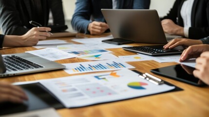 Business Meeting with Financial Analysis