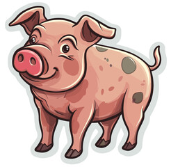 Fototapeta premium Cartoon sticker of a cute pig