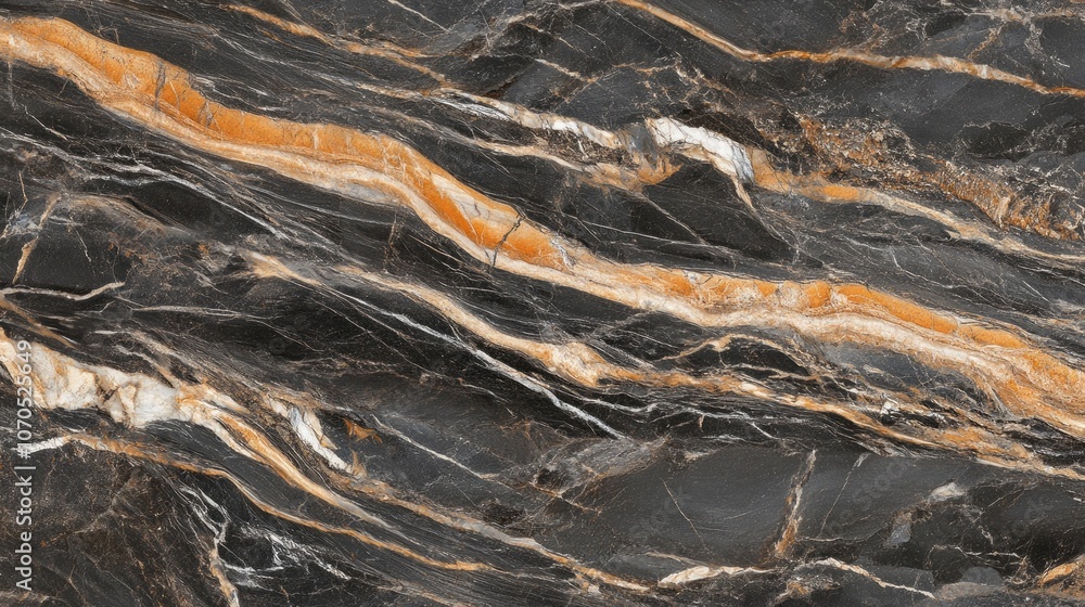 Poster a black and orange stone wall with a pattern of swirls
