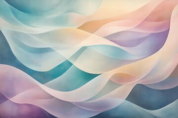 Obraz premium An abstract composition of flowing, organic shapes in soft pastel colors, with gradients blending smoothly to create a calm and ethereal effect