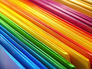 Colorful Manila Folder Macro Photography, Office Folder, Document Organizer