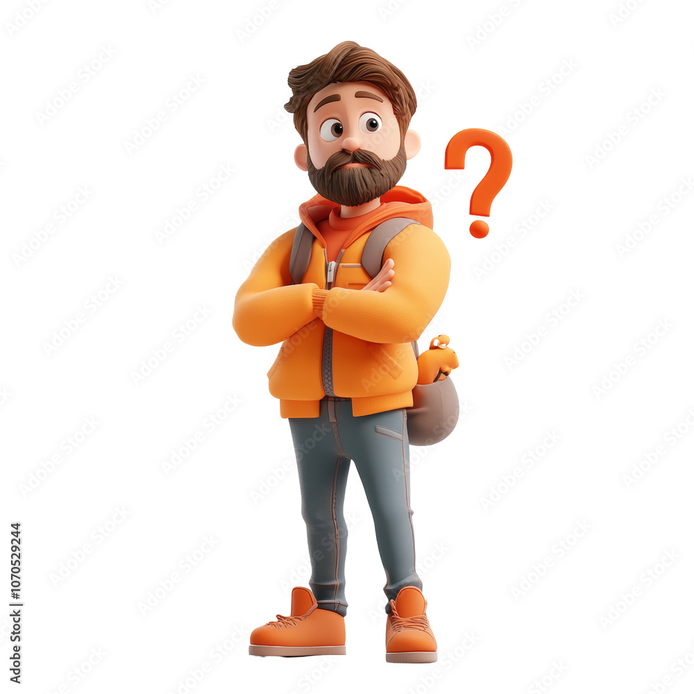 Poster 3d confused man with question mark - choice and problem-solving concept