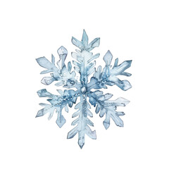 A watercolor vector of a snowflake, isolated on a white background.