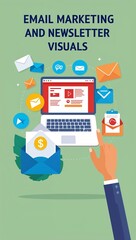 Email marketing and newsletter visuals in illustration background