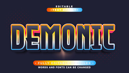 editable 3d demonic bold text effect.typhography logo