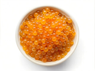 Yellow caviar on white background
