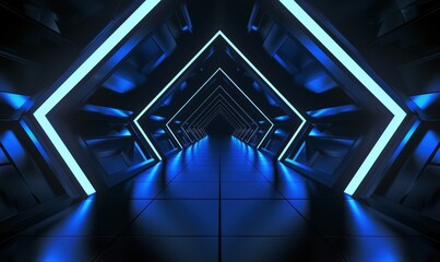 Obraz premium 人造空间科技概念抽象隧道背景