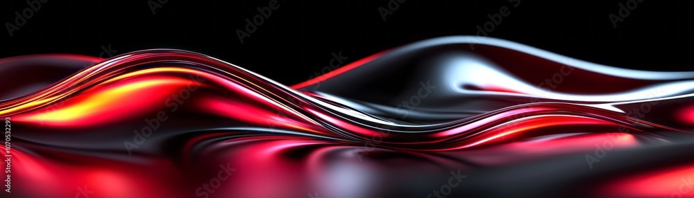 Poster wavy abstract patterns in vibrant shades of red and black creating a dynamic visual effect