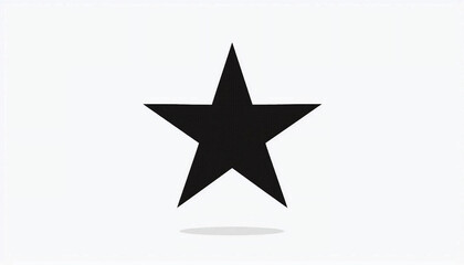 Obraz premium Simple black star with simple round shadow under on pure white background