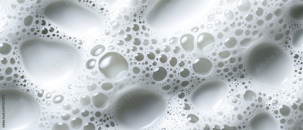 Poster close-up of white soap bubbles on a surface creating a textured pattern