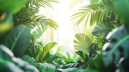 Green foliage 3D 11.11 surrounded by tropical leaves