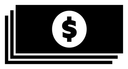 ドル紙幣のアイコン 黒
