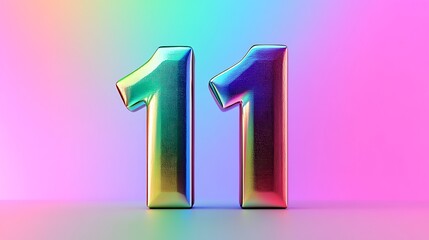 Bright rainbow-colored 3D 11.11 with a gradient backdrop
