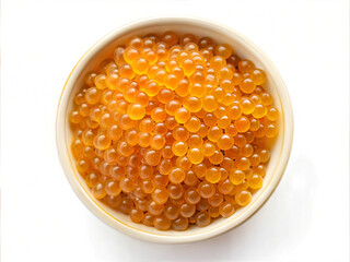 Yellow caviar on white background