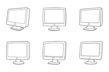 Monitor icon bundle set in vector art