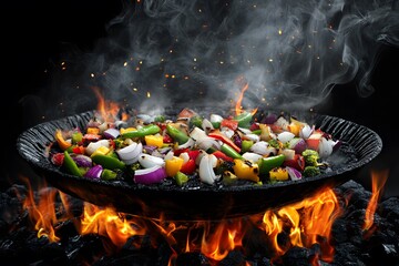 Skewers on the grill, close-up.
