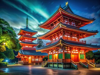 Obraz premium Japanese Temple Night Macro 4K Looping Timelapse