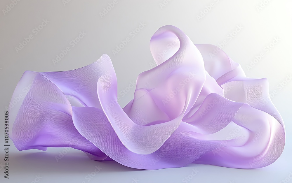 Poster abstract flowing fabric in soft lavender hues, creating a sense of movement and tranquility against 