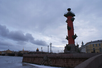 Historical sculptures in the city center in autumn. Saint Petersburg. Art.