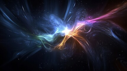 Fototapeta premium Colorful cosmic abstract art featuring swirling patterns and light effects in deep space