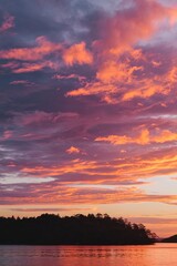 A breathtaking sunset over a serene body of water