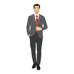 Businessman wearing Suit. Entrepreneur. Flat vector illustration isolated on white background