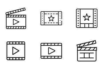 Fototapeta premium Movie icon bundle set in creative vector