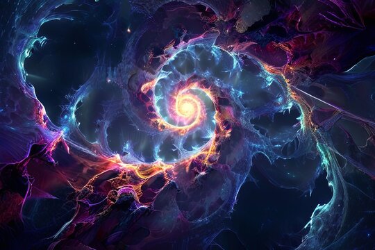Fototapeta fractal universe a galaxy like design made of fractals and glowi