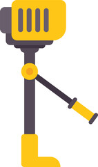 Yellow outboard motor for inflatable boat mounted on transom bracket, detailed flat vector icon