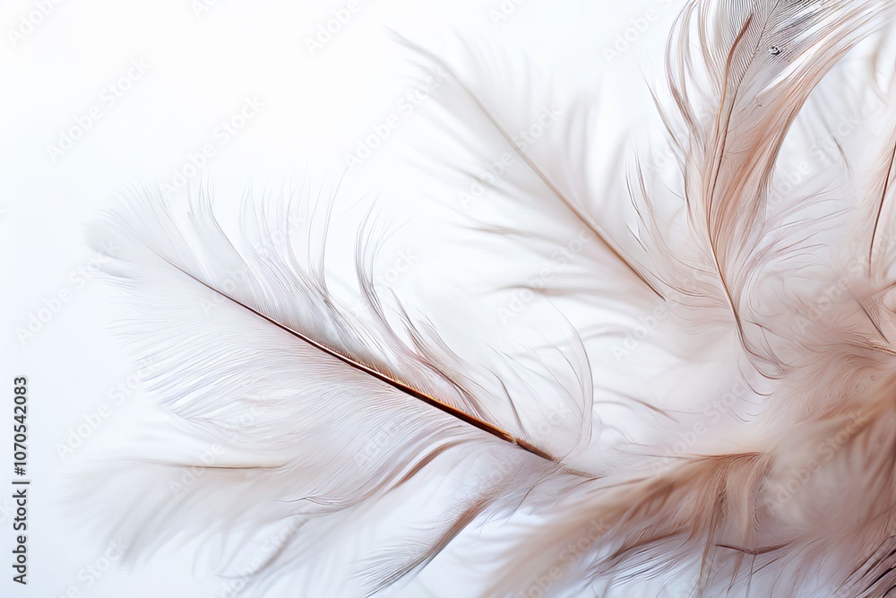 Poster fuzzy feathers soft unfocused feathers floating in the air on a