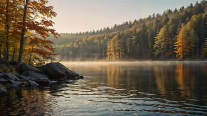 Beautiful river lake crystal clear water sunny forest landscape hd 8k background view wallpaper backdrop nature