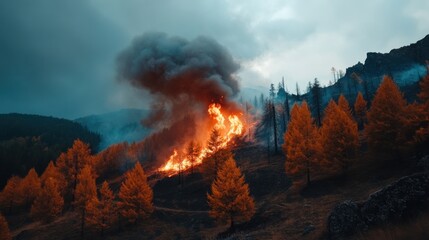 Fototapeta premium Forest Fire Impact and Restoration Efforts