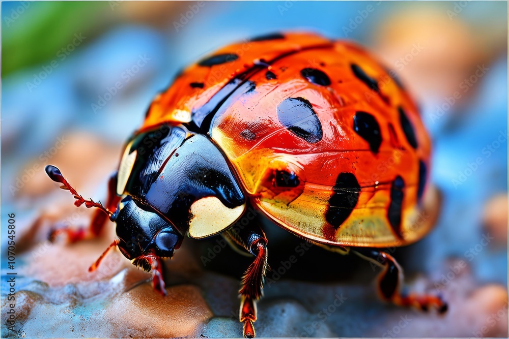 Poster impressionist ladybug shell a ladybugs shell captured in impress
