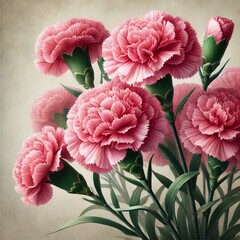 Pink Carnations Bouquet Romantic Flower Arrangement Floral Decoration Wedding Flowers Spring