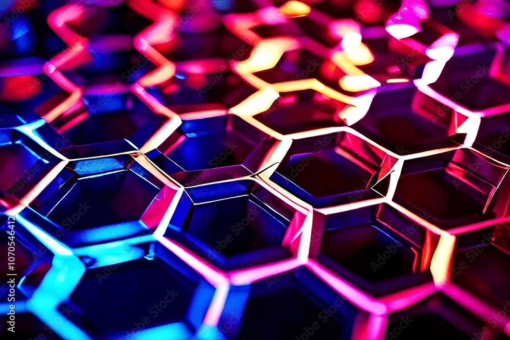 Poster interlocking hexagons forming a lattice structure each filled wi