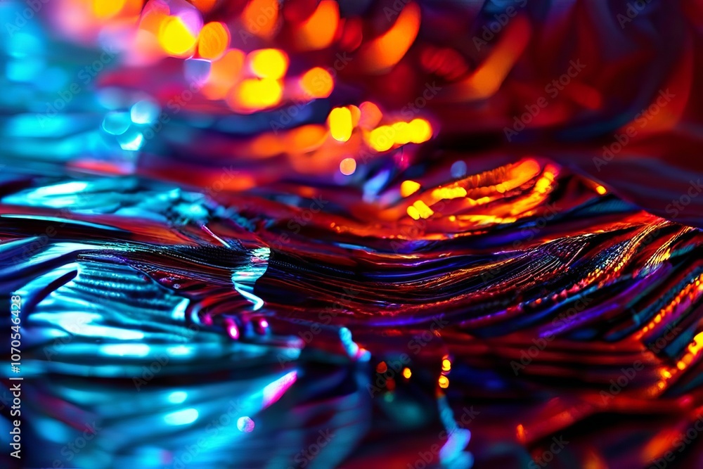 Poster interfering lightwaves with holographic patterns creating comple