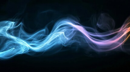 Obraz premium Dynamic blue and purple smoke waves swirling against a dark background
