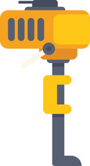 Illustration of a yellow boat motor in a flat design style