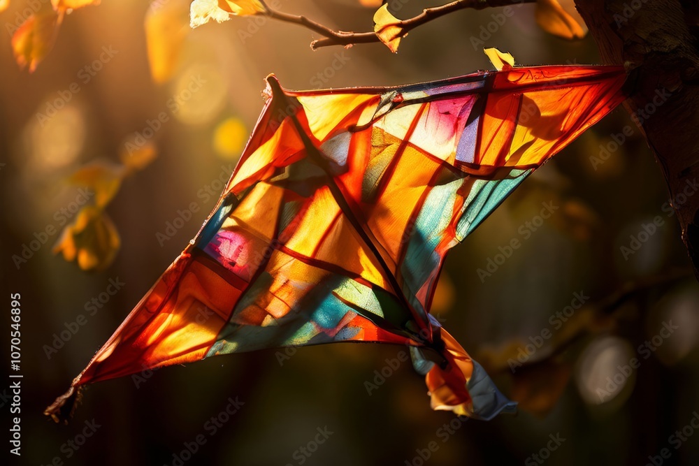 Poster k a kite caught in a tree with its string forming the diagonal s