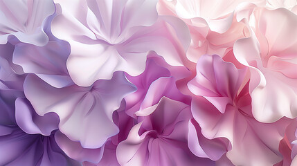 Fototapeta premium 3d wallpaper abstract business background, 3D abstract petals with soft transitions from lavender to rose, arranged in a harmonious, soothing layout.