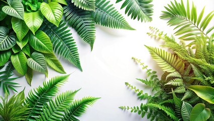 Fototapeta premium Vintage Tropical Fern Banner Design - AI Photo