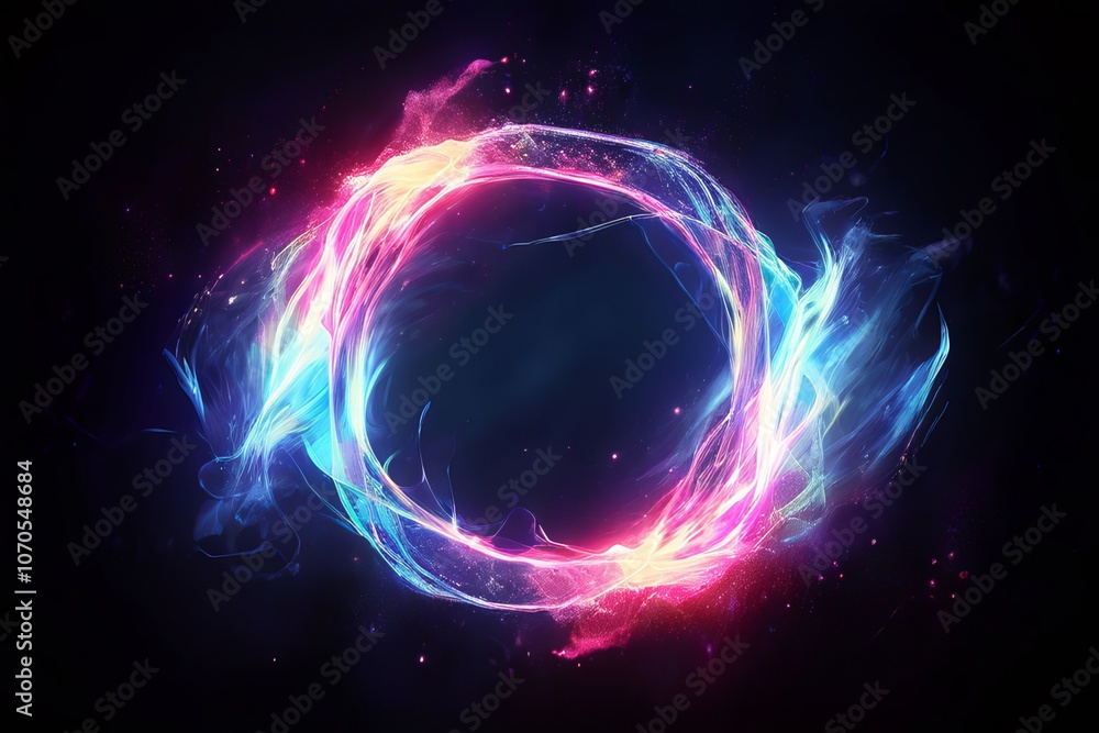 Poster luminous loop a glowing loop like splatter with ethereal pattern