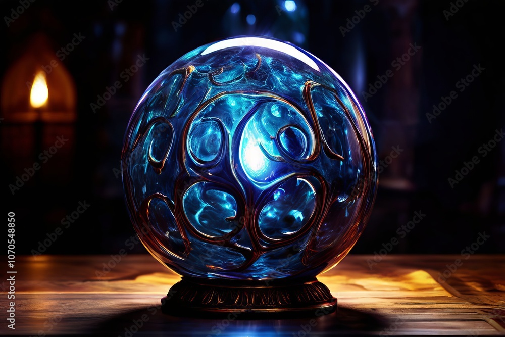Poster magic orb a sphere that can cast various spells showcasing textu