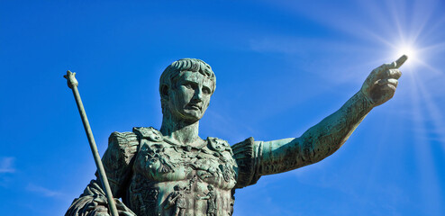Julius Caesar, ancient statue in Rome, Italy. Concept for leadership, personal growth, personal...