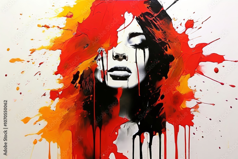 Poster monochromatic splatter using shades of a single color