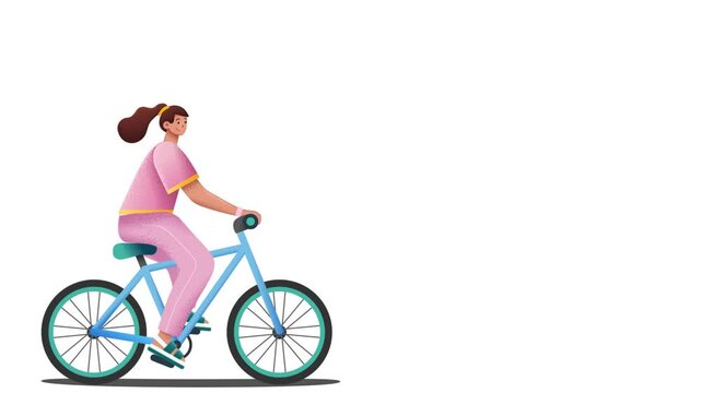 girl on a bicycle in white background