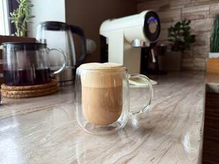 A man making coffee at home