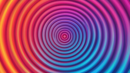 Obraz premium Vibrant rainbow gradient background with concentric circles, creating mesmerizing effect. This colorful design evokes sense of joy and creativity