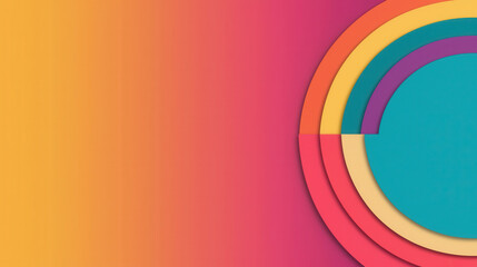 Fototapeta premium Bright, cheerful background featuring circular rainbow patterns and vibrant colors. This design evokes sense of joy and creativity, perfect for various artistic projects